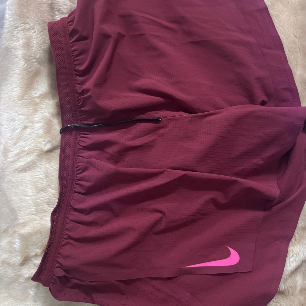 2 pairs Nike dri-fit aeroswift running shorts black and burgundy